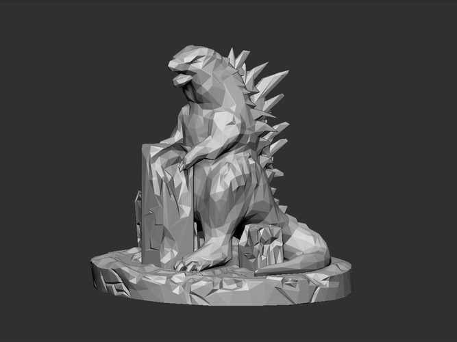 Godzilla Low Poly 3D Print 27930