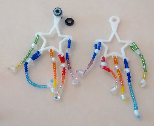 DIY Crafty Star Earrings For 6g & 8g Plugs Beading Dangles 3D Print 28022