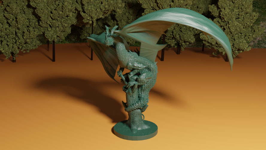 DRAGON ON BROKEN TREE 3D Print 280560