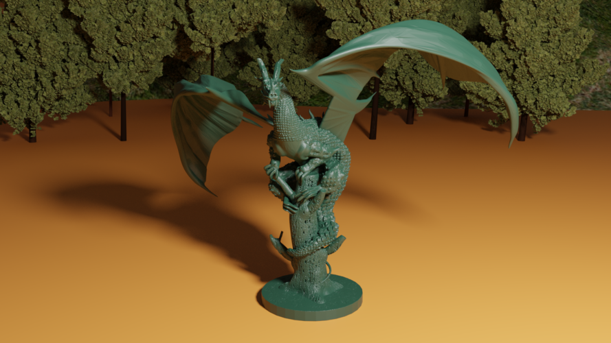 DRAGON ON BROKEN TREE 3D Print 280561