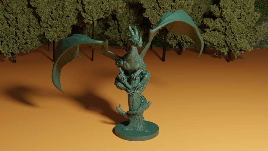 DRAGON ON BROKEN TREE 3D Print 280562