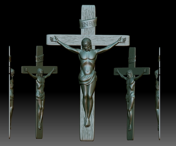 ​Crucifix STL model - 3d relief file for CNC router Jesus