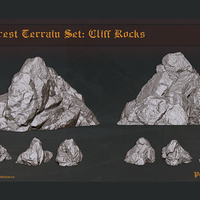 Small Forest Environment Pack: Cliff Rocks (for 25mm characters) 3D Printing 280885