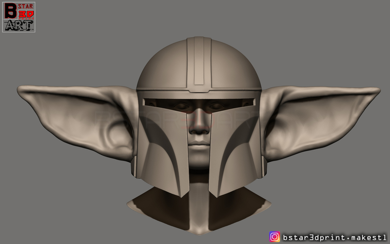 Yoda Mandalorian Helmet - Star Wars Mandalorian  3D Print 281345