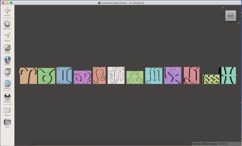 Zodiac stamp for clay