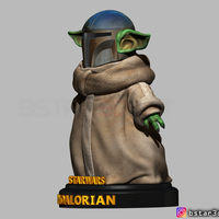 Yoda Baby with Mandalorian Helmet High quality - Thumbnail 2