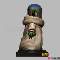 Yoda Baby with Mandalorian Helmet High quality - Thumbnail 7