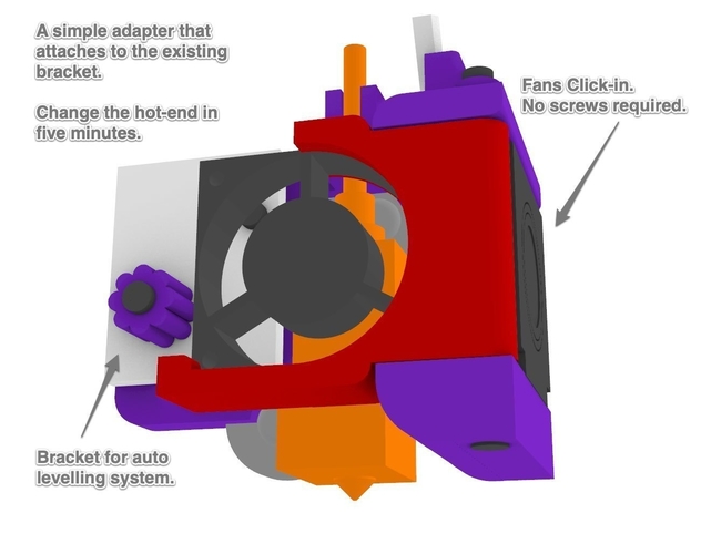 Creality CR-10 EZ Access Hot End fan holder adapter 3D Print 281873