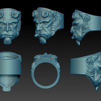 Hell Boy Ring 3D print model - Thumbnail 2