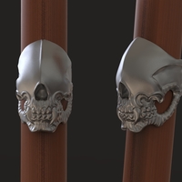 Faceless Skull Ring 3D print model - Thumbnail 2