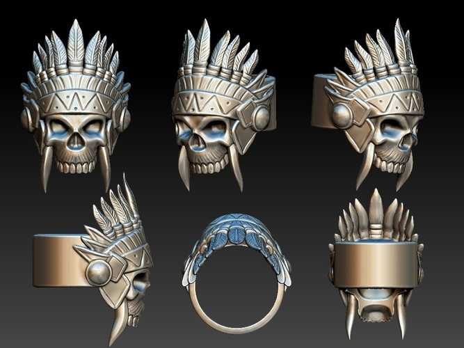 Native American Skull Ring 3D print model 3D Print 281982