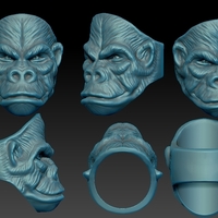 King Gorilla Ring 3D print model - Thumbnail 1