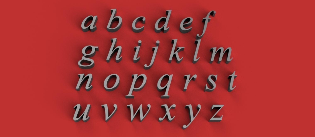 WRITE Font lowercase 3D letters STL file