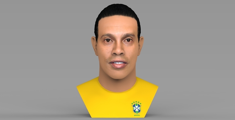 Ronaldinho bust ready for full color 3D printing