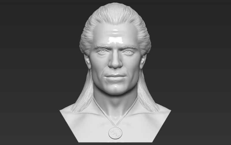 Geralt of Rivia The Witcher Cavill bust 3D printing ready