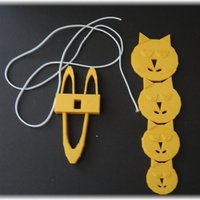 Small Knitting fork, own fantasy design combined with a cat button 3D Printing 28337