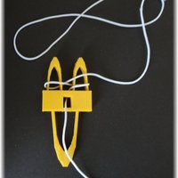 Knitting fork, own fantasy design combined with a cat button - Thumbnail 2