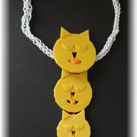 Knitting fork, own fantasy design combined with a cat button - Thumbnail 3