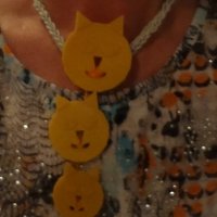 Knitting fork, own fantasy design combined with a cat button - Thumbnail 4