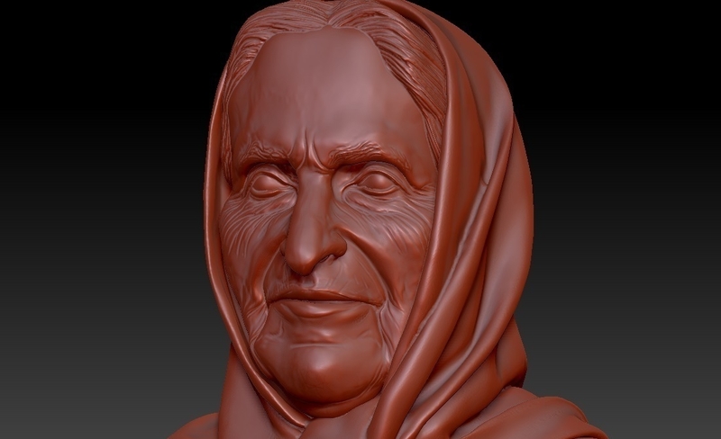 Old woman bust 3d model