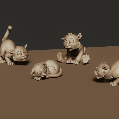 baby Tigers 5 poses 3D Print 283696