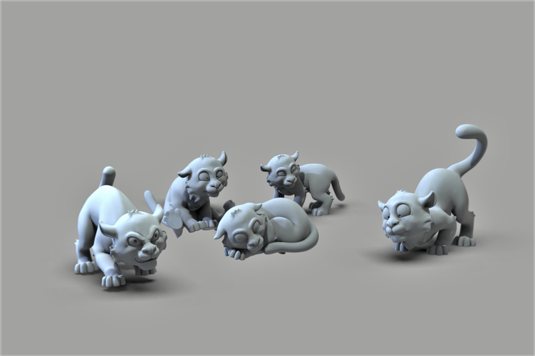 baby Tigers 5 poses 3D Print 283699