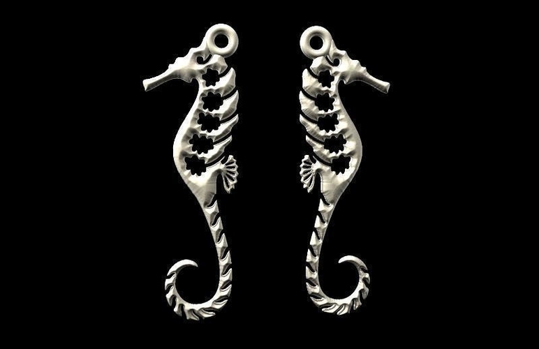 Sea horse earrings 3D Print 284095