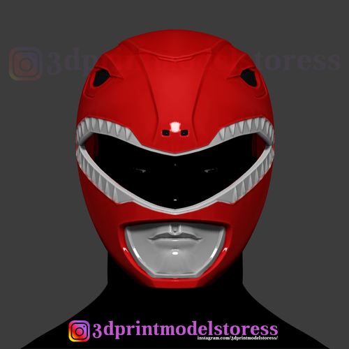 Red Ranger Mighty Morphin Power Ranger Helmet Cosplay STL File 3D Print 284441