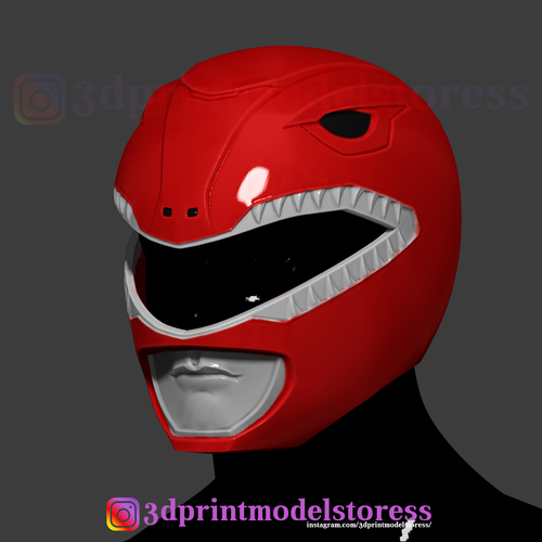 Red Ranger Mighty Morphin Power Ranger Helmet Cosplay STL File 3D Print 284442