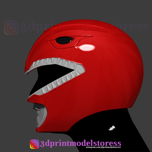 Red Ranger Mighty Morphin Power Ranger Helmet Cosplay STL File 3D Print 284443
