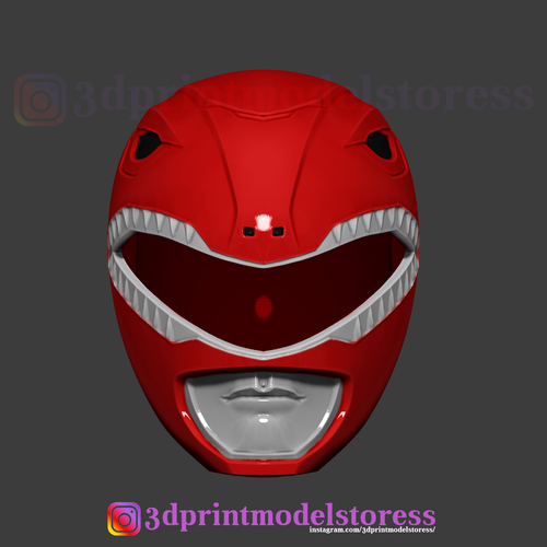 Red Ranger Mighty Morphin Power Ranger Helmet Cosplay STL File 3D Print 284444