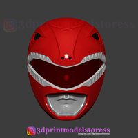 Red Ranger Mighty Morphin Power Ranger Helmet Cosplay STL File - Thumbnail 4