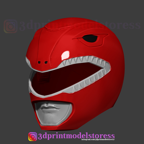 Red Ranger Mighty Morphin Power Ranger Helmet Cosplay STL File 3D Print 284445