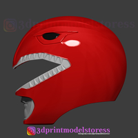 Red Ranger Mighty Morphin Power Ranger Helmet Cosplay STL File - Thumbnail 6