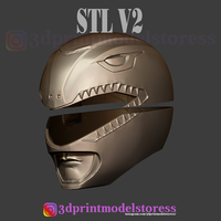 Red Ranger Mighty Morphin Power Ranger Helmet Cosplay STL File - Thumbnail 9