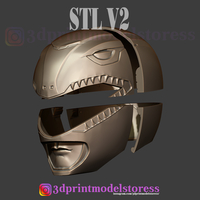 Red Ranger Mighty Morphin Power Ranger Helmet Cosplay STL File - Thumbnail 10