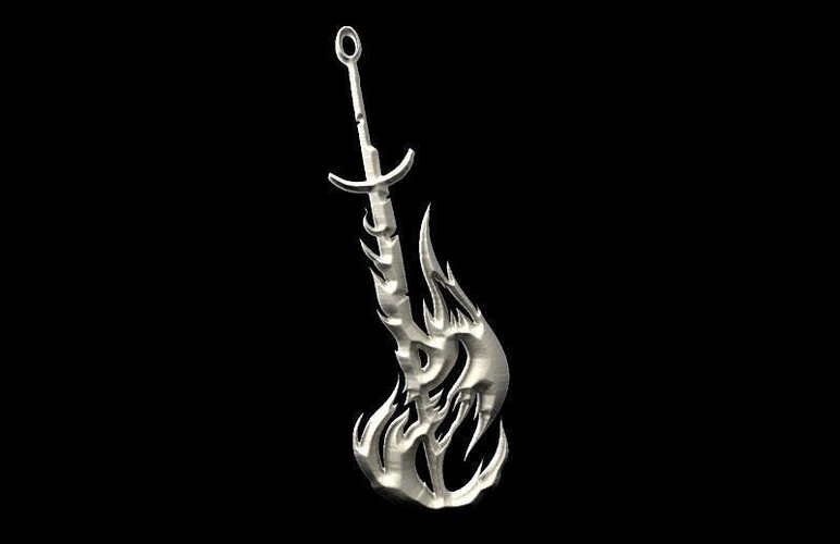 Sword of fire keychain 3D Print 284720