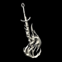 Small Sword of fire keychain 3D Printing 284720