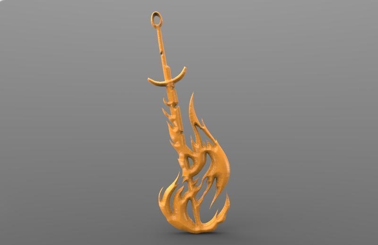 Sword of fire keychain 3D Print 284722