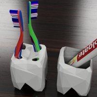 Low Poly Toothbrush and Toothpaste holder - Thumbnail 1