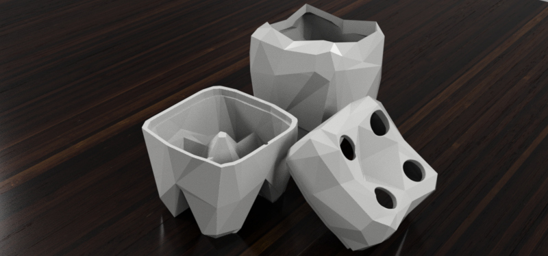 Low Poly Toothbrush and Toothpaste holder