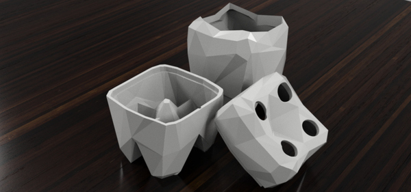 Low Poly Toothbrush and Toothpaste holder