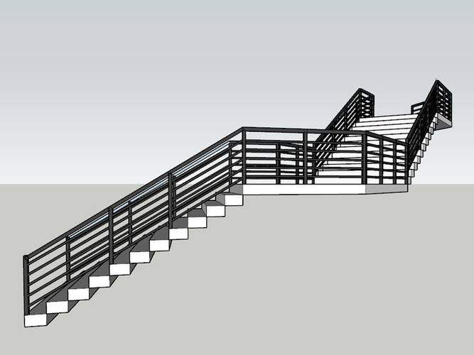 Modern Staircase in minimalist style with two landings 3D Print 285308