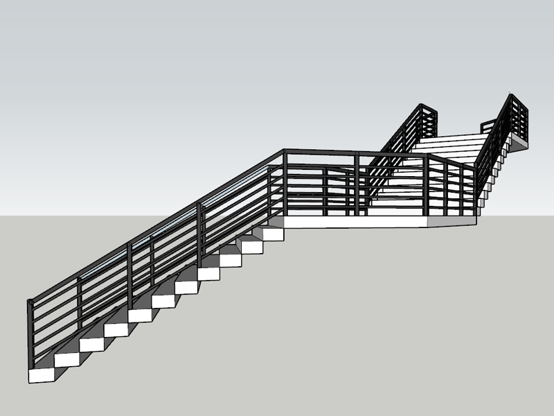 Modern Staircase in minimalist style with two landings