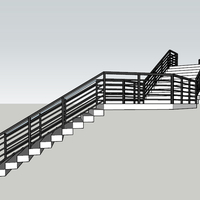 Small Modern Staircase in minimalist style with two landings 3D Printing 285308