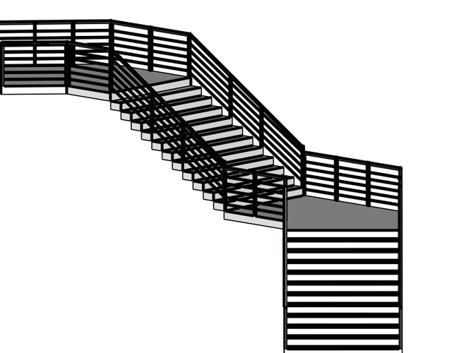 Modern Staircase in minimalist style with two landings 3D Print 285309