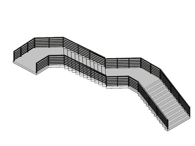 Modern Staircase in minimalist style with two landings 3D Print 285310