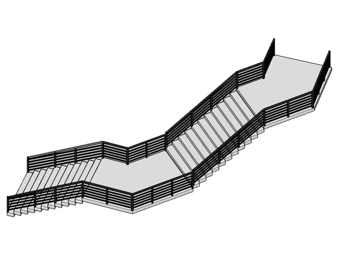 Modern Staircase in minimalist style with two landings 3D Print 285311