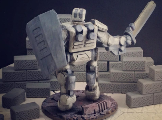 Brontes Heavy Assault Robot (28mm scale) 3D Print 28565