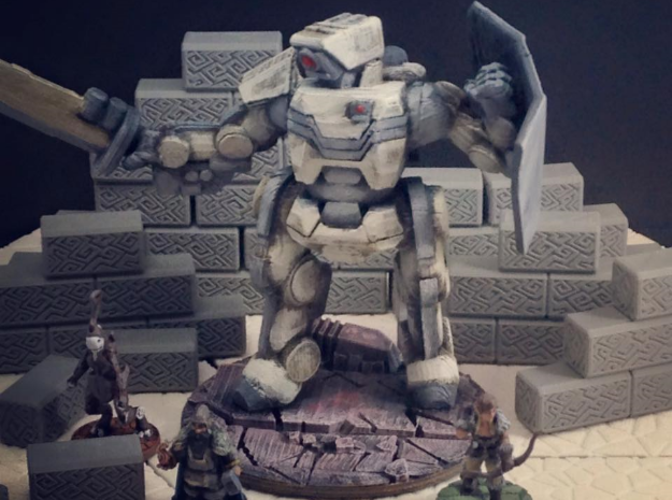 Brontes Heavy Assault Robot (28mm scale) 3D Print 28566